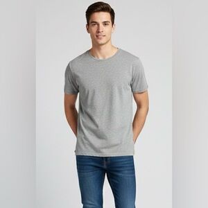 Soft, Gray Short-Sleeved T-Shirt, Crew Neck, 100% Cotton, Unisex, Size Small